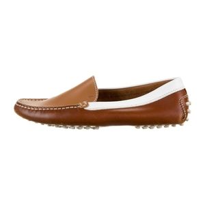 Tod's Brown and White Leather Loafers